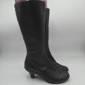SOFFT Womens Knee High Stretch Boots Kitten Heel Stretch Leather Black Sz 7M EUC